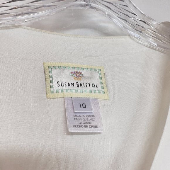 SUSAN BRISTOL Crochet Trimmed Embroidered Tank Vest 10 White Floral Dainty Boho - Picture 4 of 9